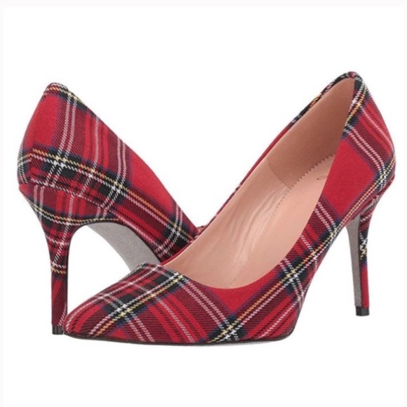 J. Crew Shoes - NEW J. Crew Elsie TARTAN Pumps Heels Red Holiday GINGHAM Tartan Plaid CHRISTMAS